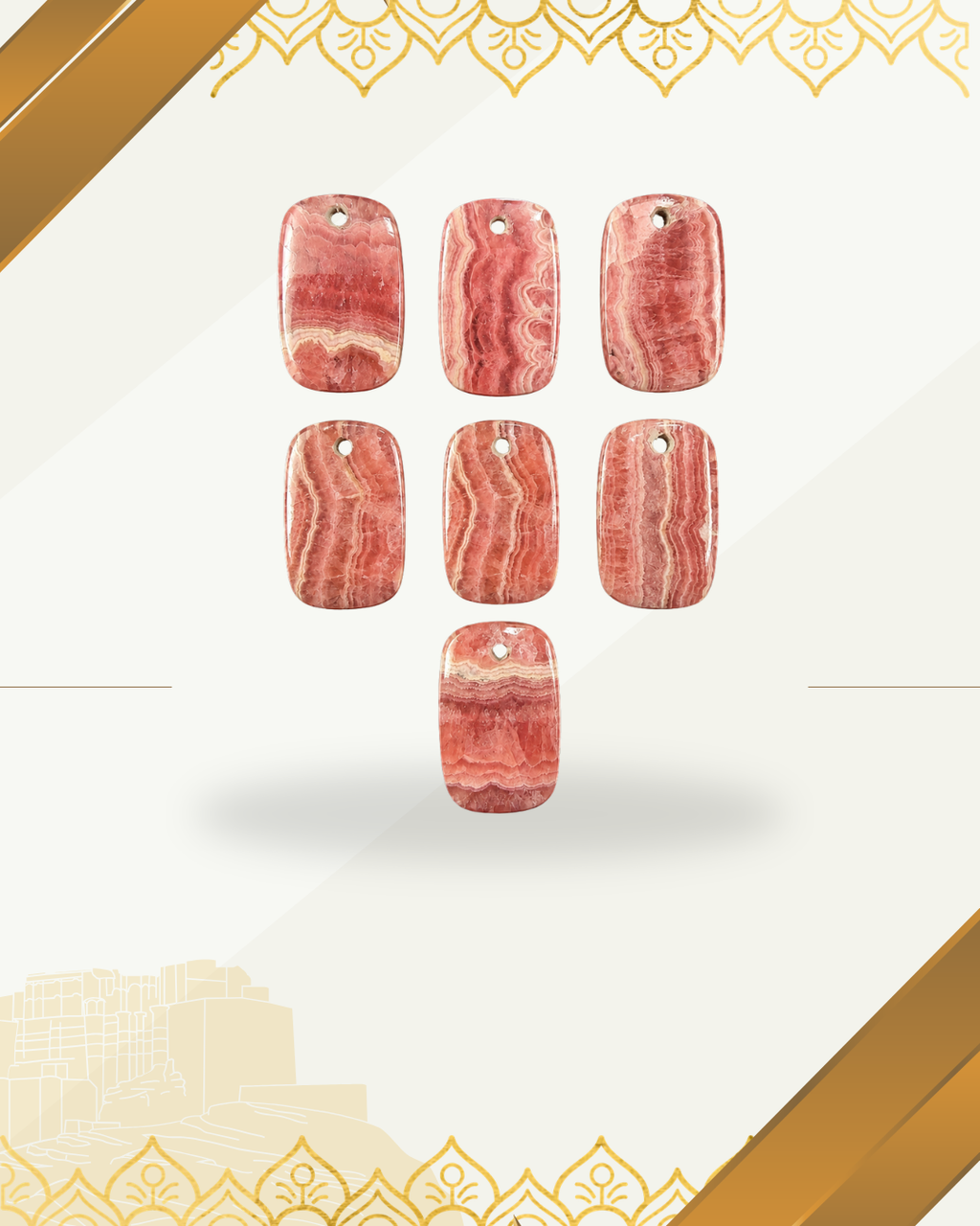 Rhodochrosite  Flat Cushion Shaped for Pendant