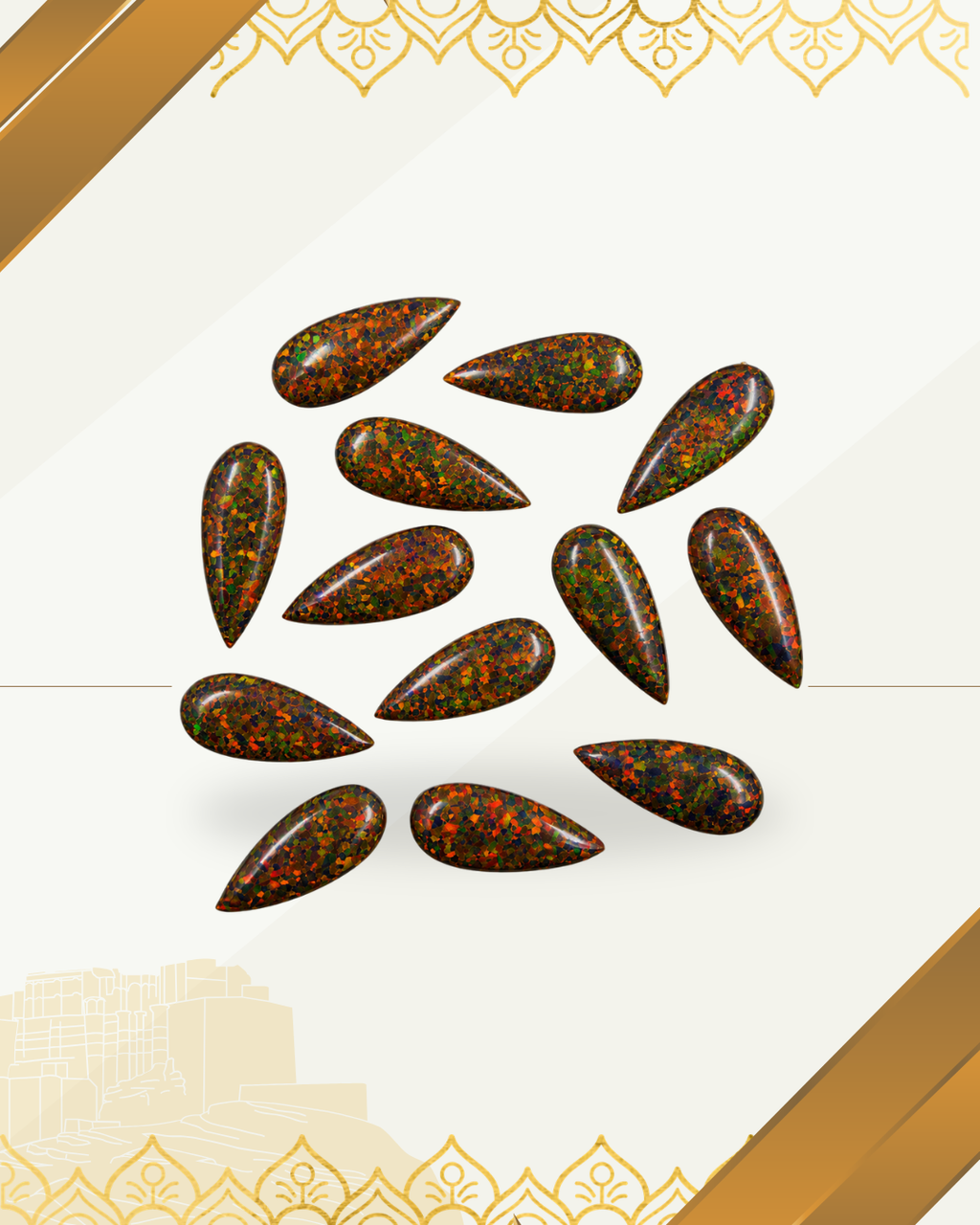 Lab Created Synthetic Sparkling Opal Pear Shaped Cabochon Various Sizes