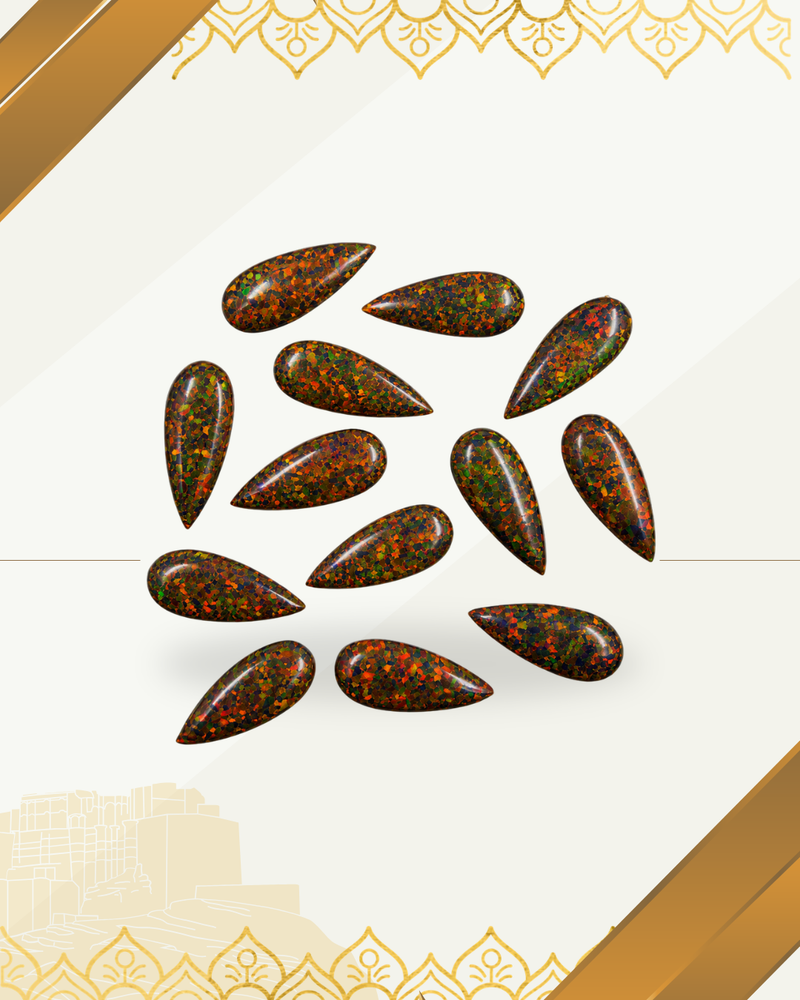 Lab Created Synthetic Sparkling Opal Pear Shaped Cabochon Various Sizes