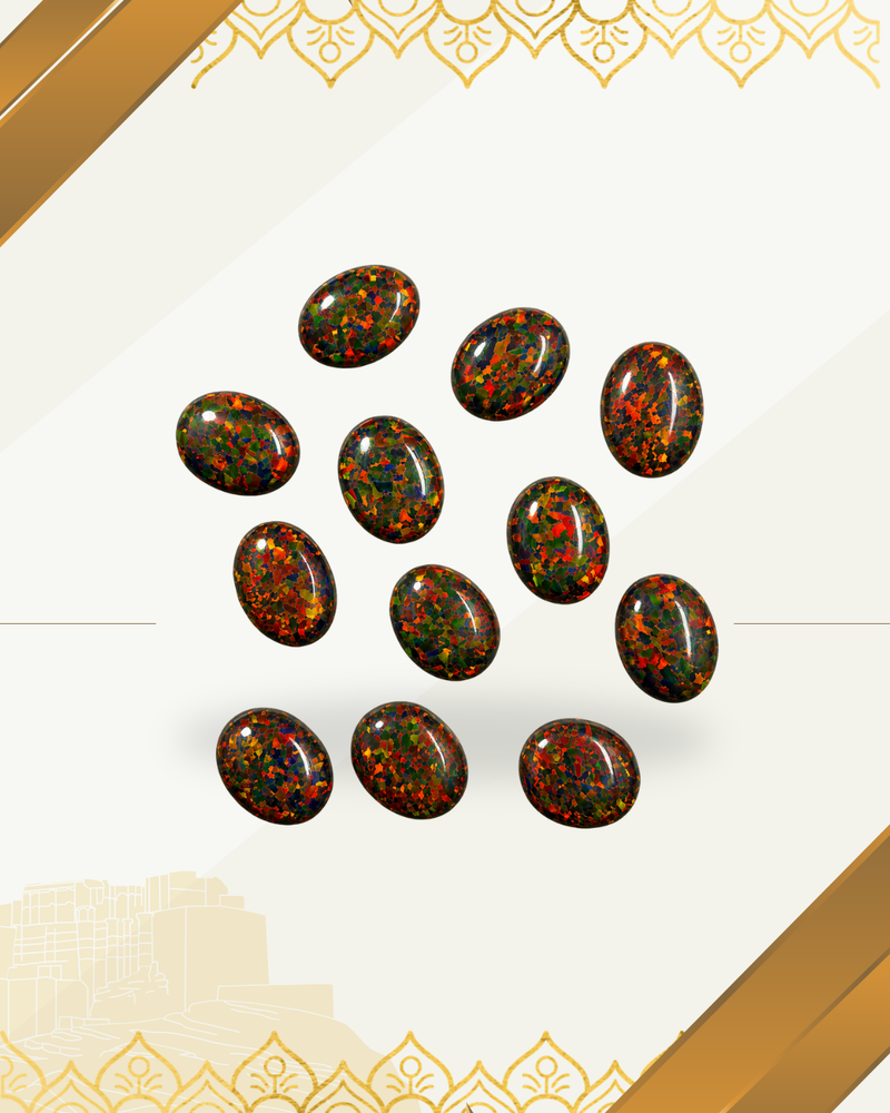 Lab Created Synthetic Sparkling Opal Oval Shaped Cabochon Various Sizes