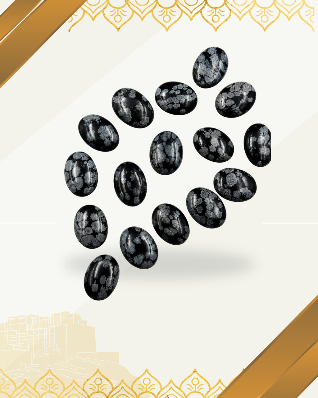 Snowflake Obsidian Gemstone, Oval , Volcanic region Stone