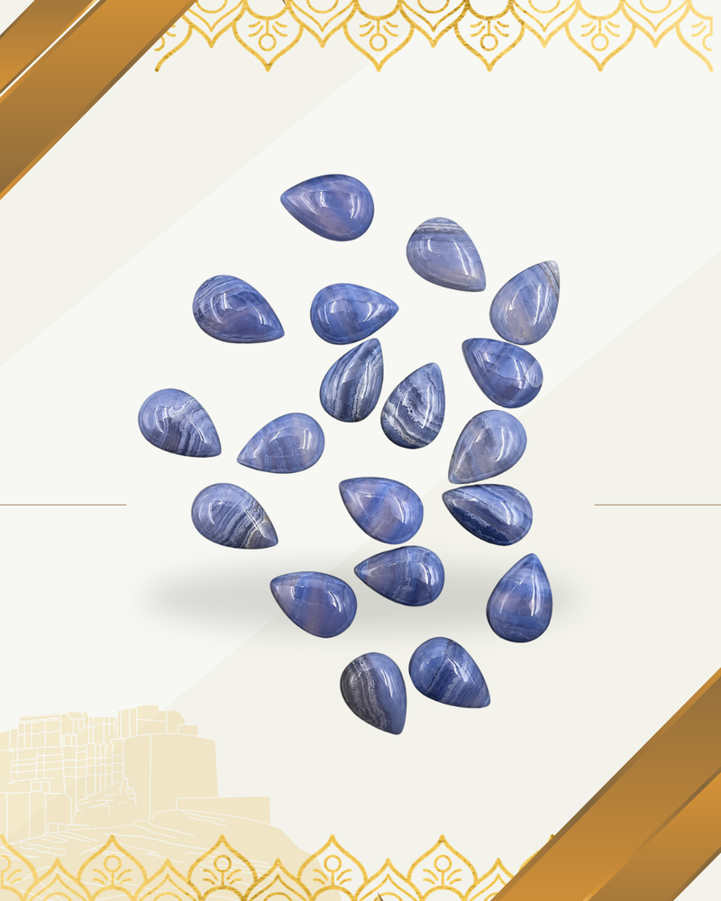Blue Lace Agate Gemstone, Pear, South African Stone, 15x10mm