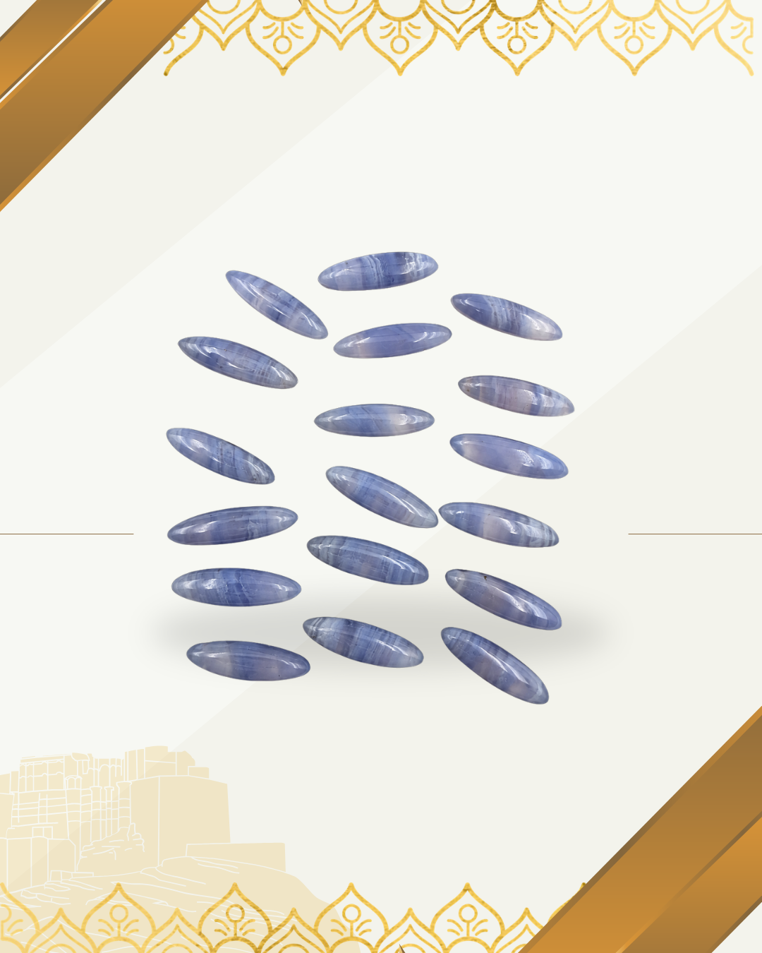 Blue Lace Agate Gemstone, Long Oval, South African Stone, 20x5mm