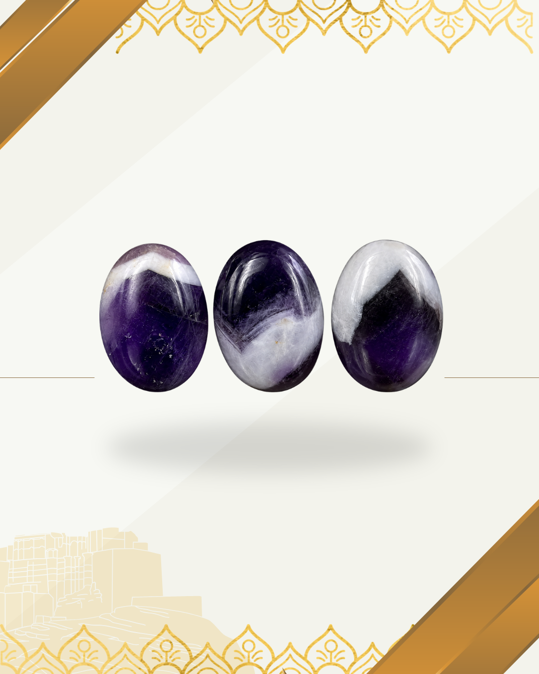 Chevron Amethyst Oval Cabochon Gemstone for Jewelry Making