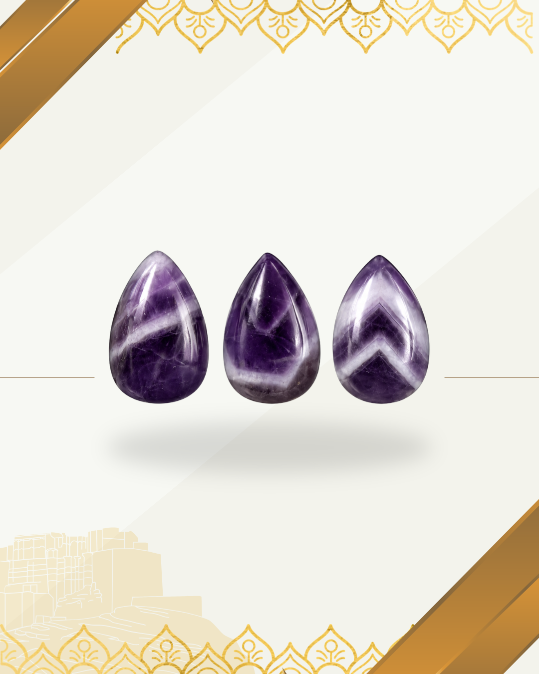 Chevron Amethyst Pear/Pan Cabochon Gemstone for Jewelry Making