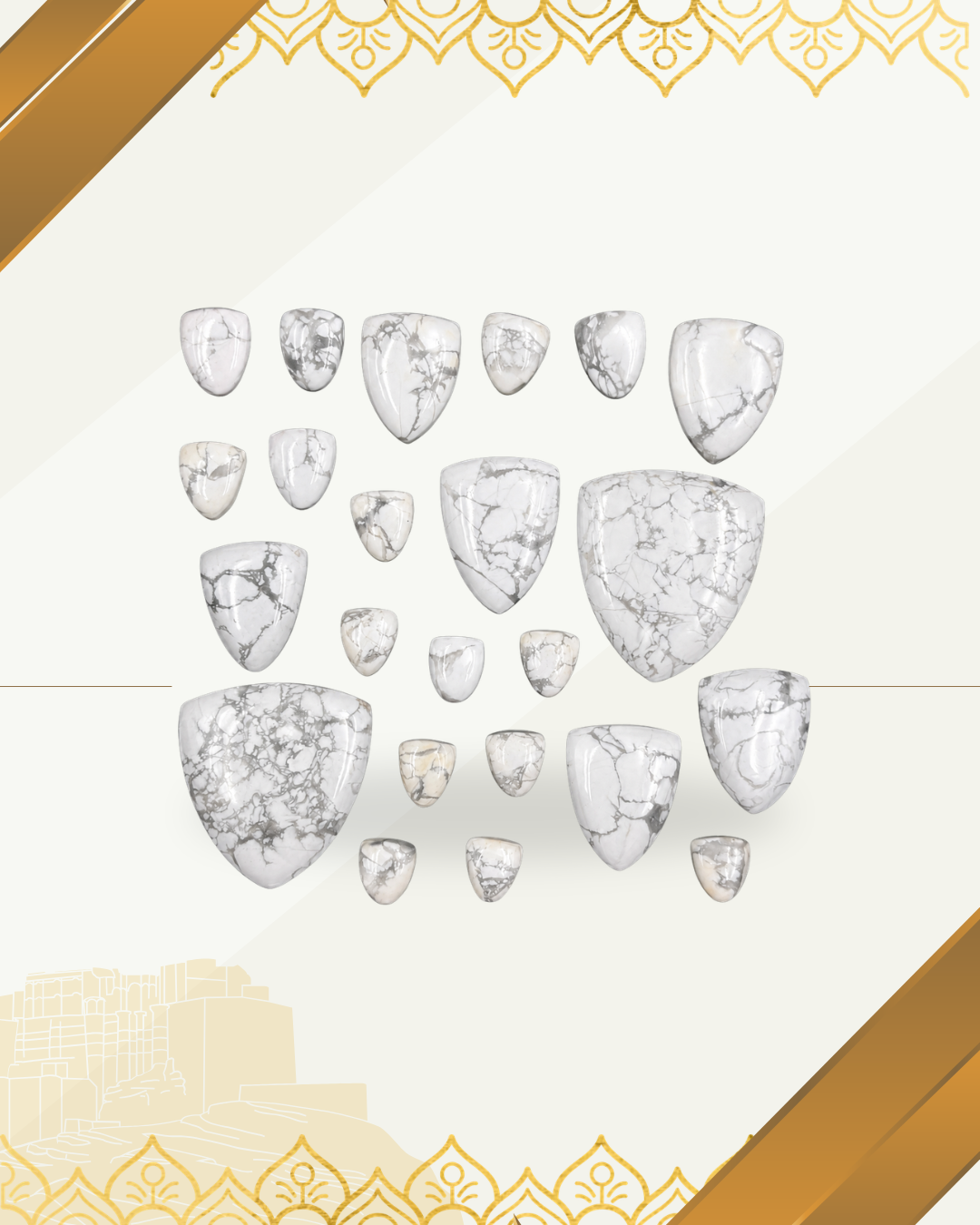 Howlite shield/fancy shape Cabochon