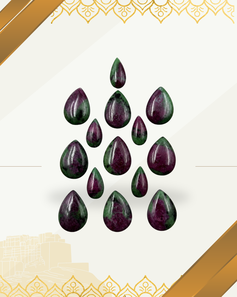 Natural Ruby zoisite Cabochon Pear shaped: Gemstone for Jewelry Making