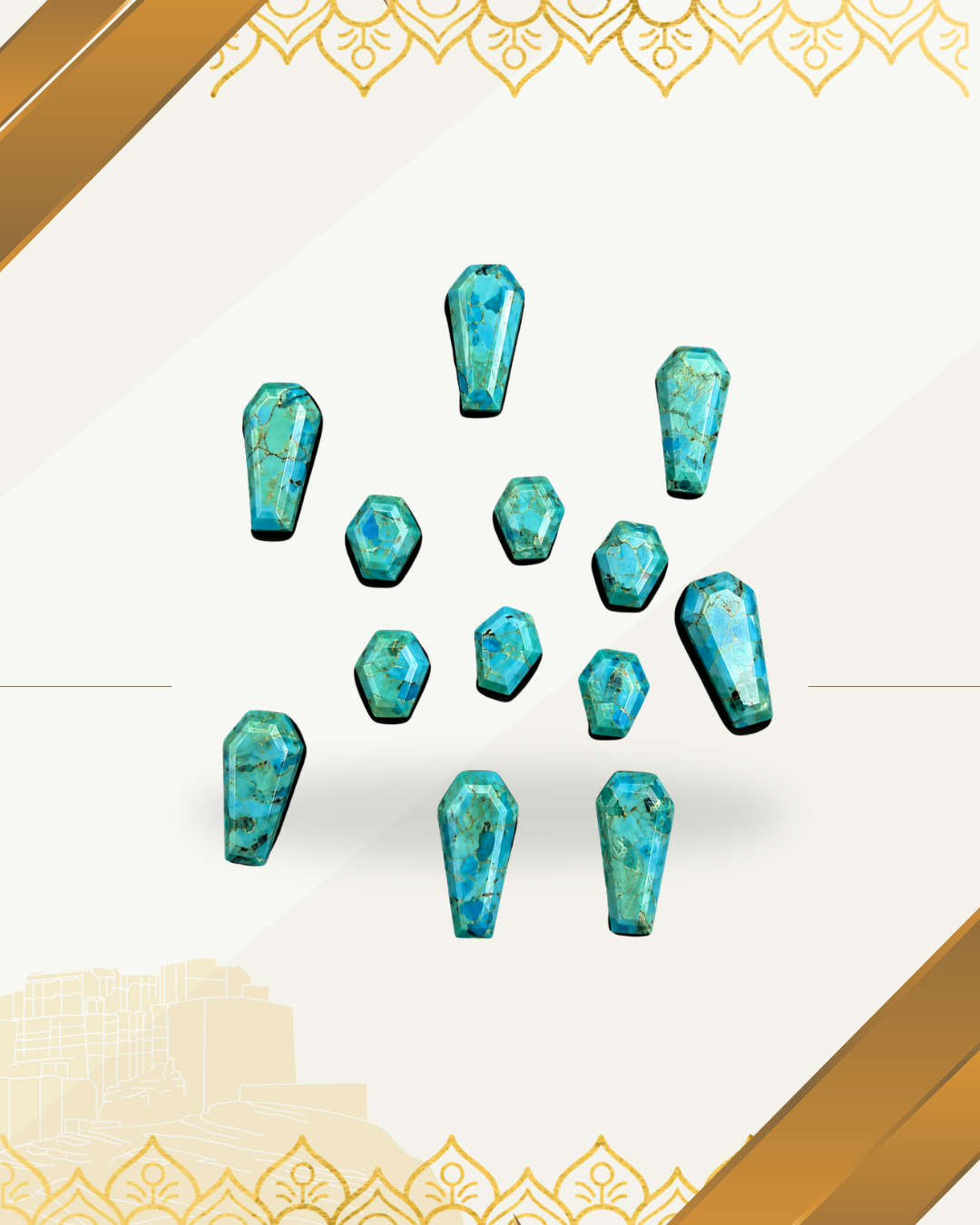 Mohave blue turquoise Gemstone AAA+ Quality Handmade Coffin Shape For Jewelry Making