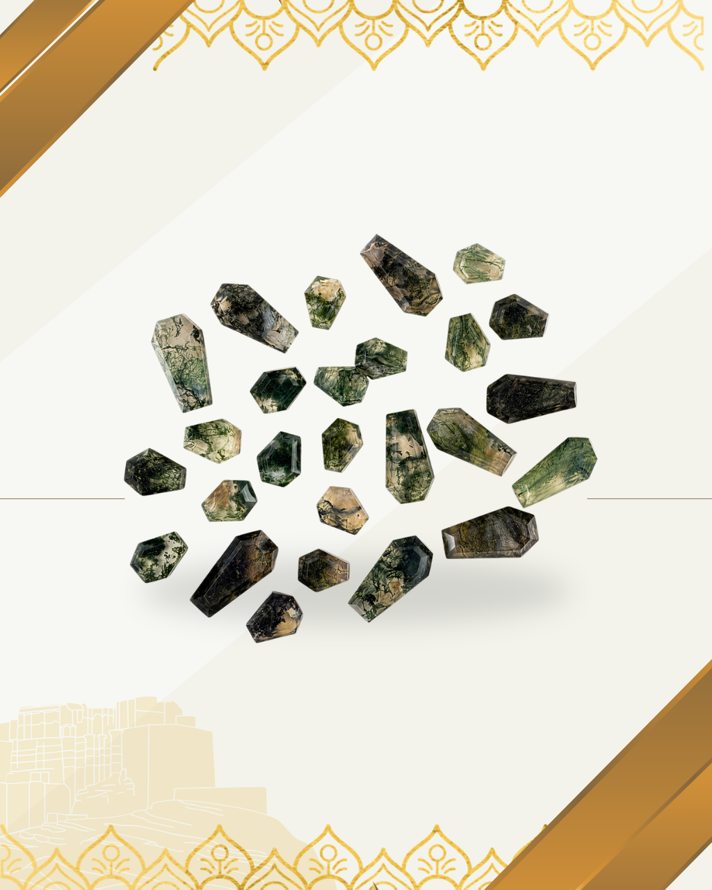 Natural Moss Agate Gemstone AAA+ Quality Handmade Coffin Shape Agate For Jewelry Making