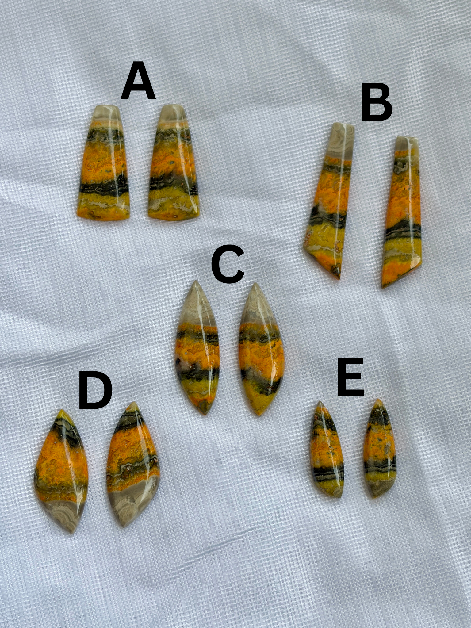 Yellow Bee Jasper pair for earrings set - 1 pair each