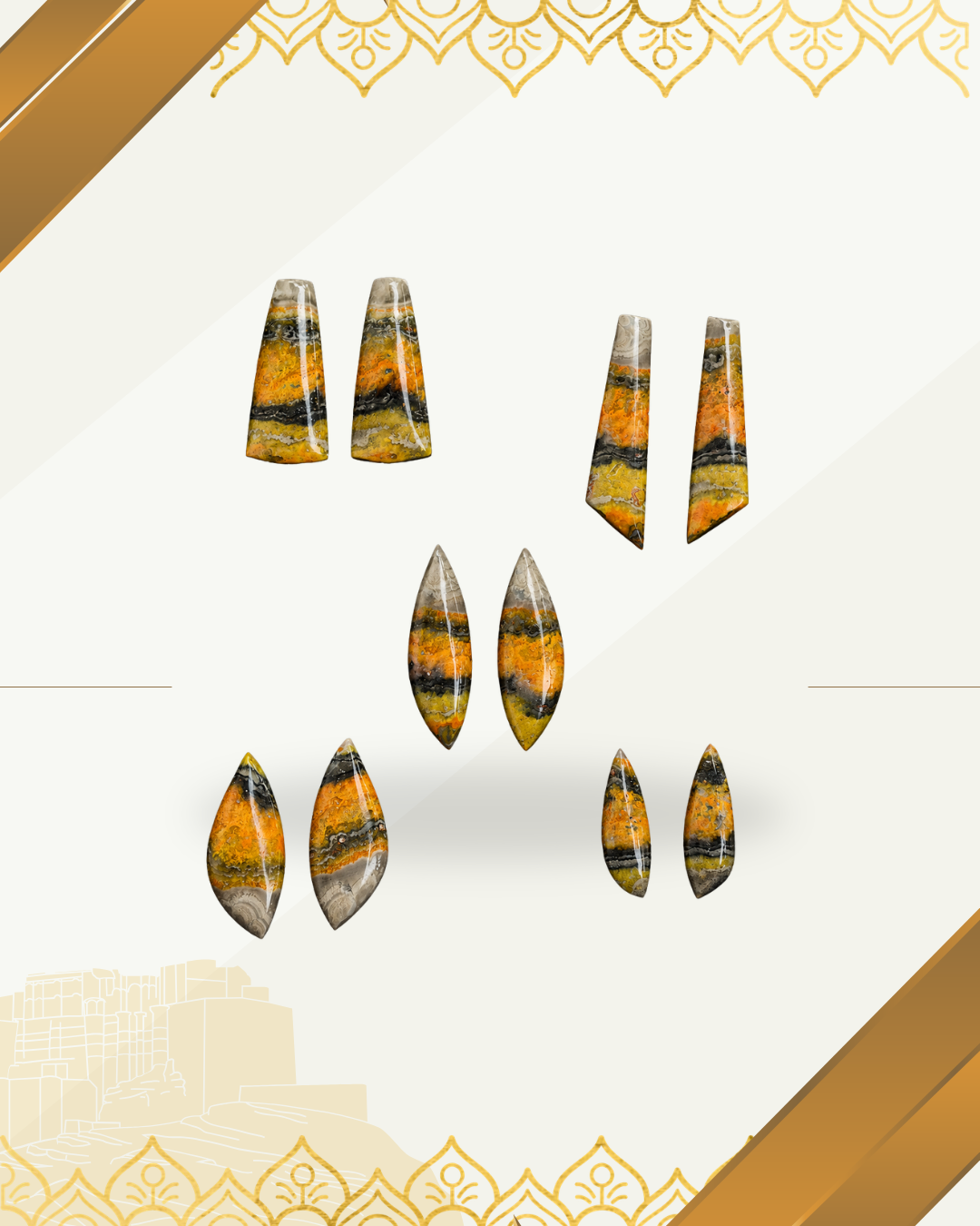 Yellow Bee Jasper pair for earrings set - 1 pair each