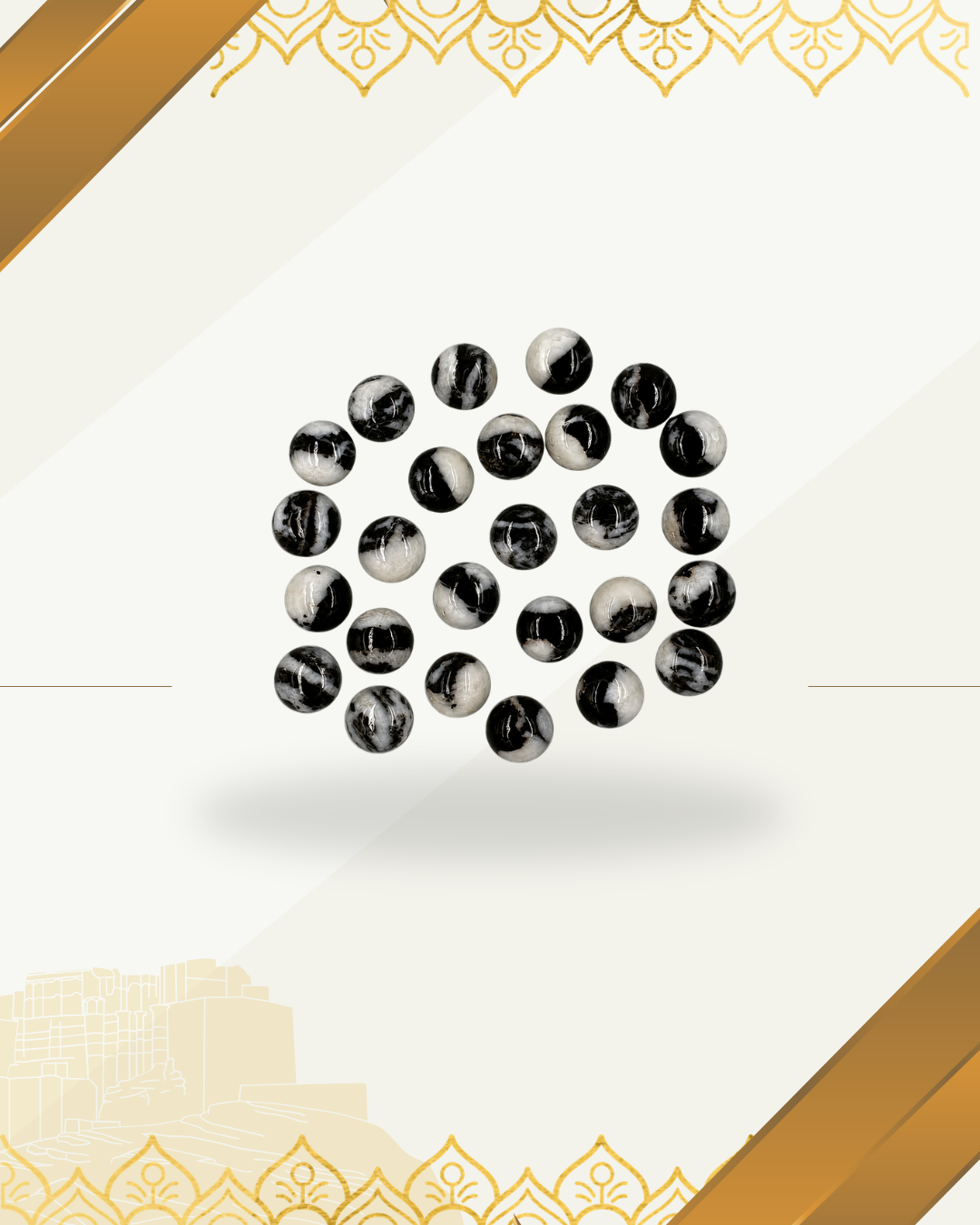 Black Zebra Jasper 12mm Round Shaped
