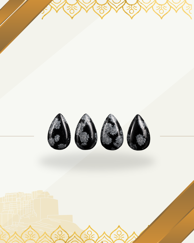 Snowflake Obsidian Gemstone, Pear, Volcanic region Stone, 15x10mm