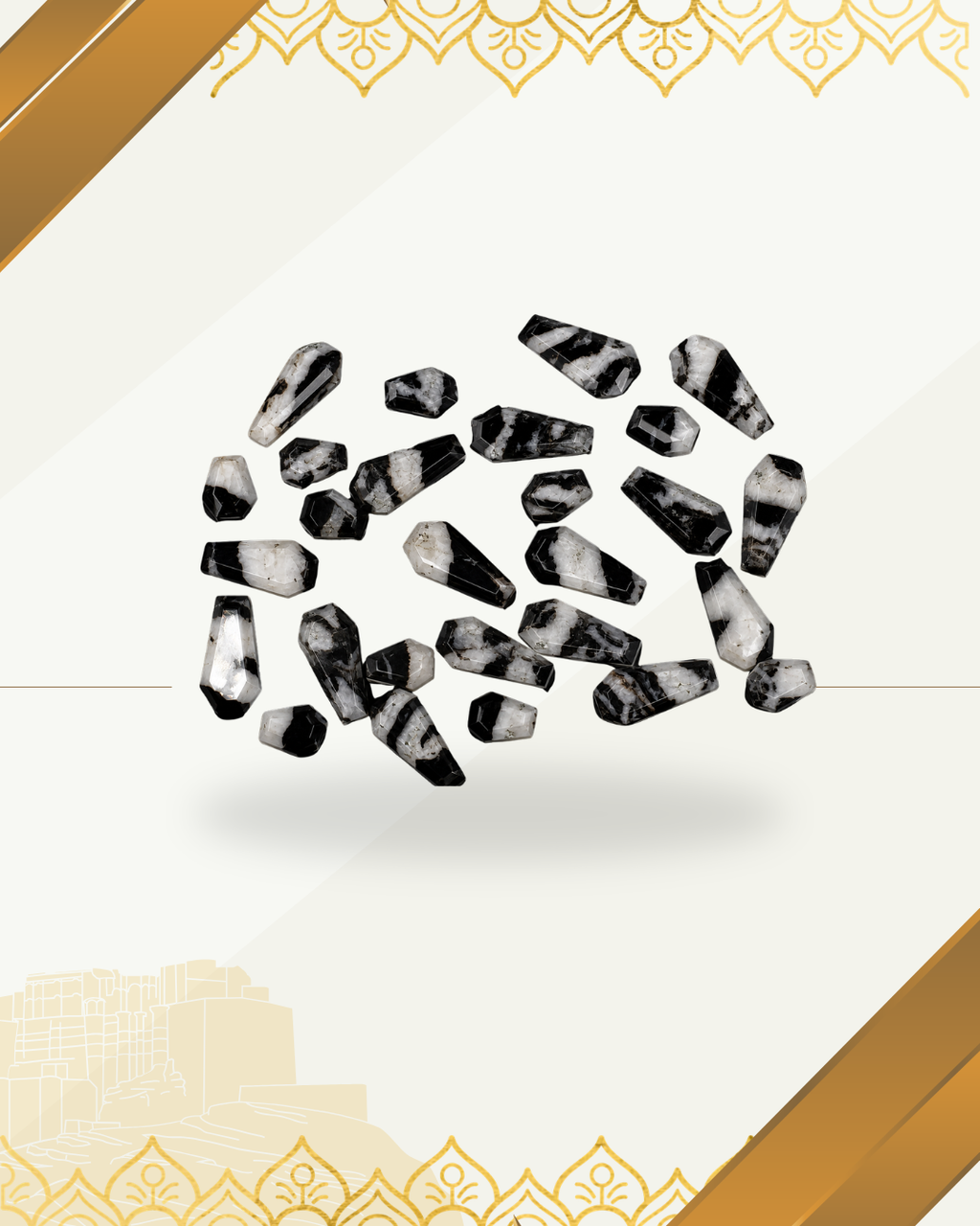 Black Zebra Jasper Coffin Shaped