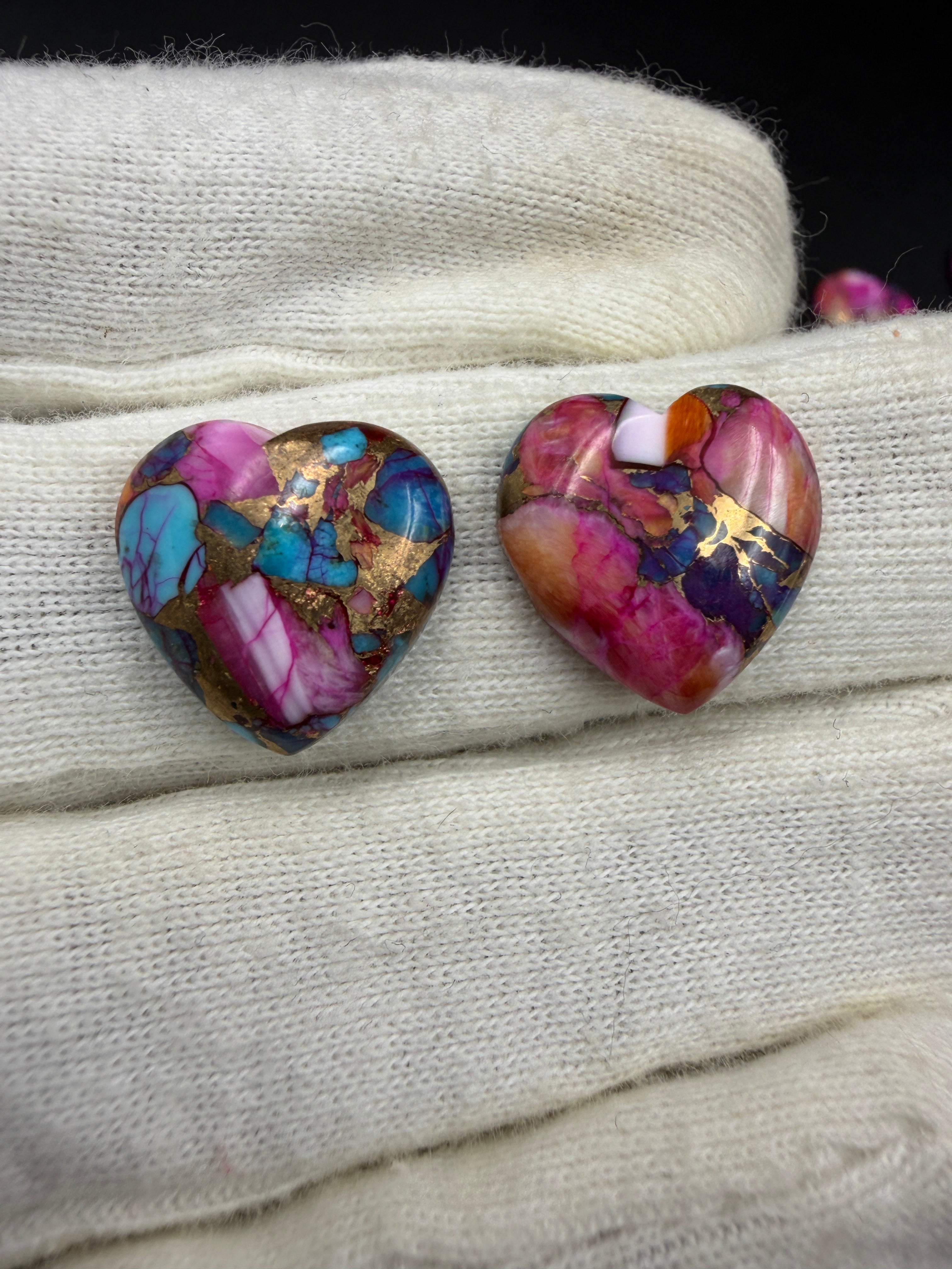 Pink Dahlia Copper turquoise Shapes