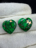 Irish Dahlia Green copper turquoise shapes