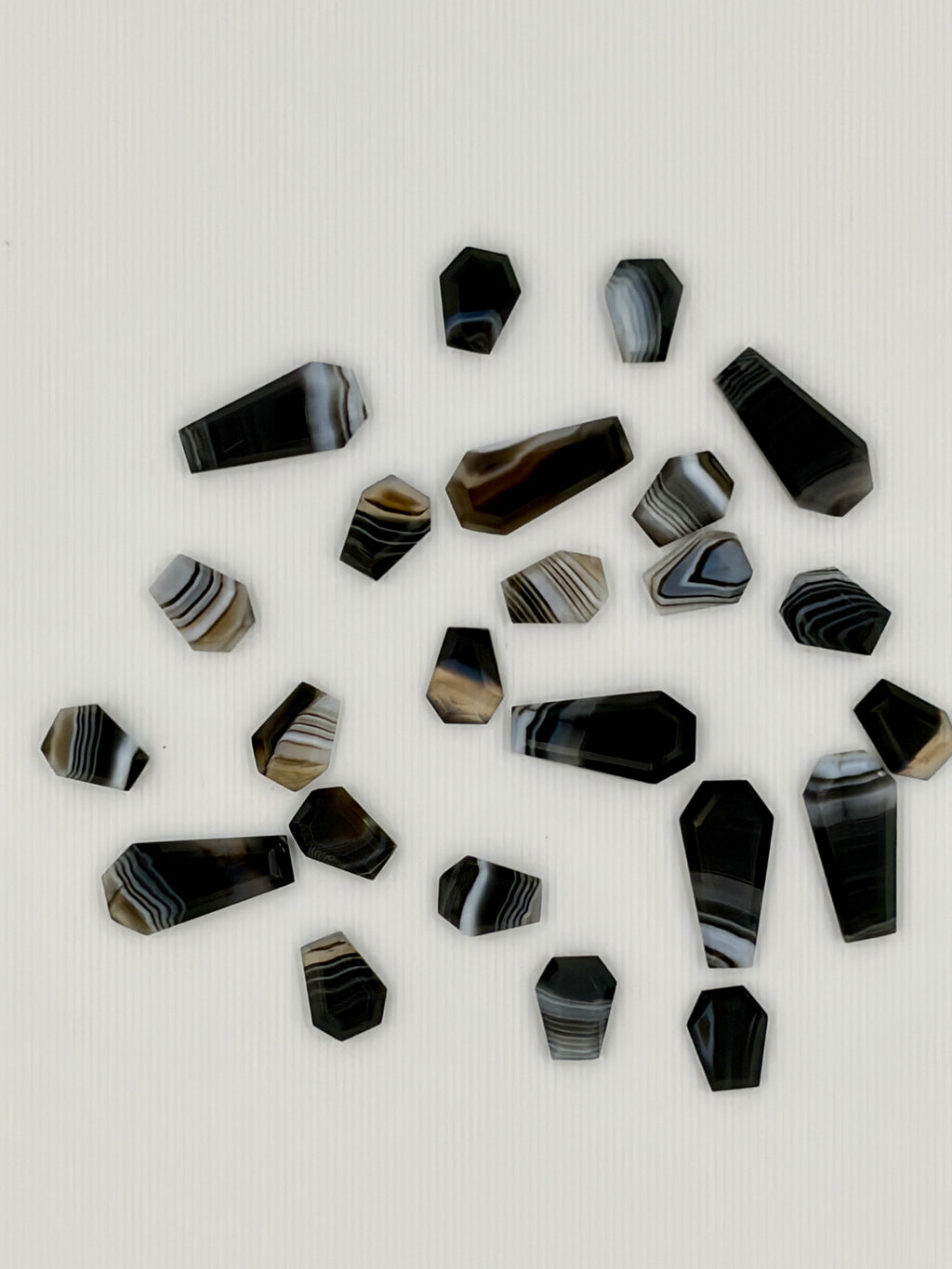 Black Banded Agate Gemstone AAA+ Quality Handmade Coffin Shape For Jewelry Making