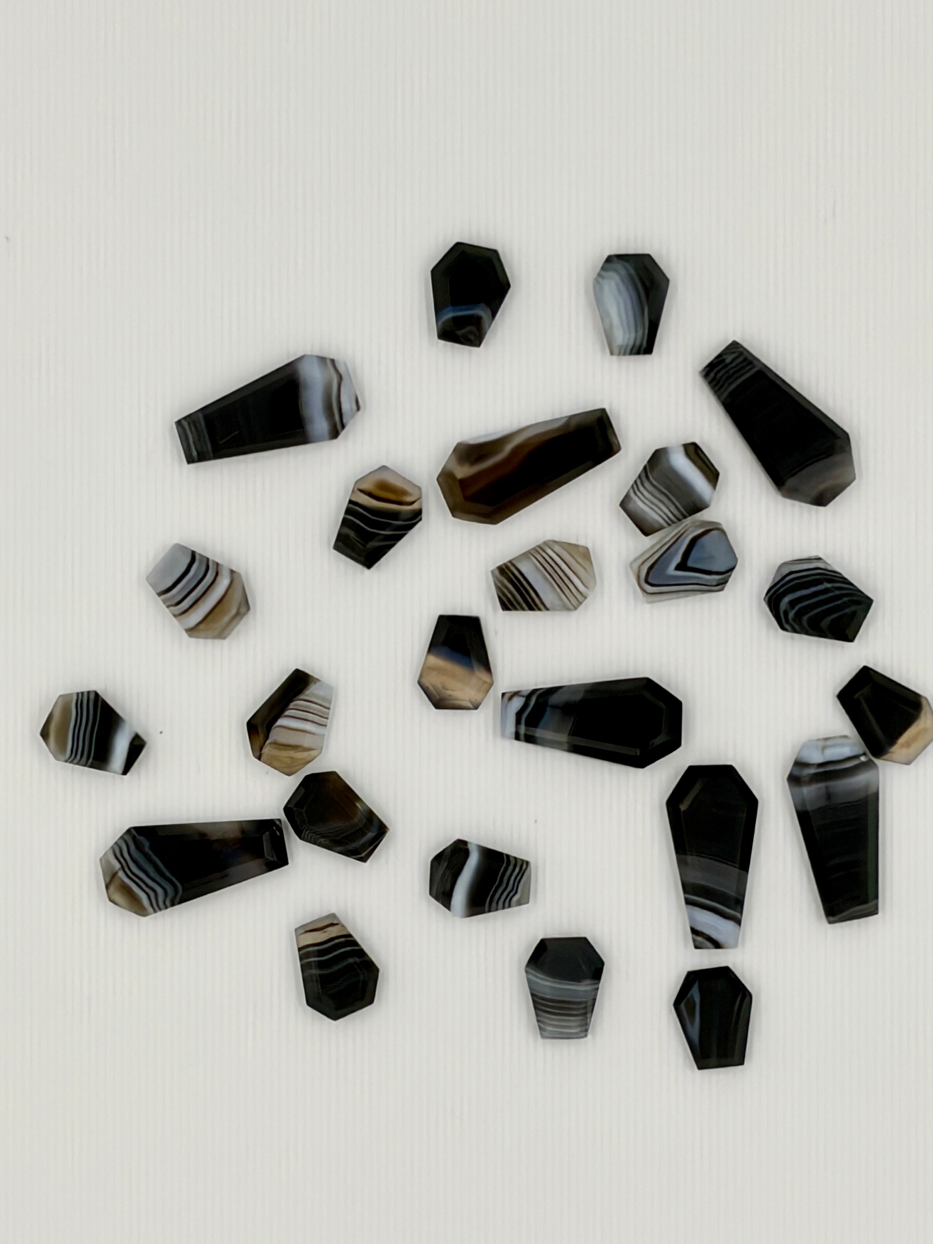 Black Banded Agate Gemstone AAA+ Quality Handmade Coffin Shape For Jewelry Making
