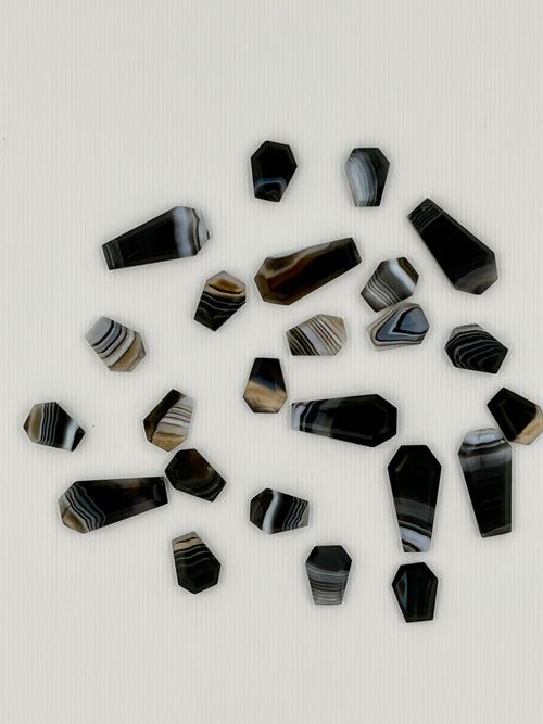 Black Banded Agate Gemstone AAA+ Quality Handmade Coffin Shape For Jewelry Making