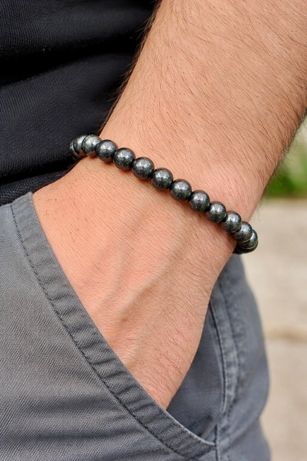 Pyrite Genuine Bracelet 8mm Round Beads