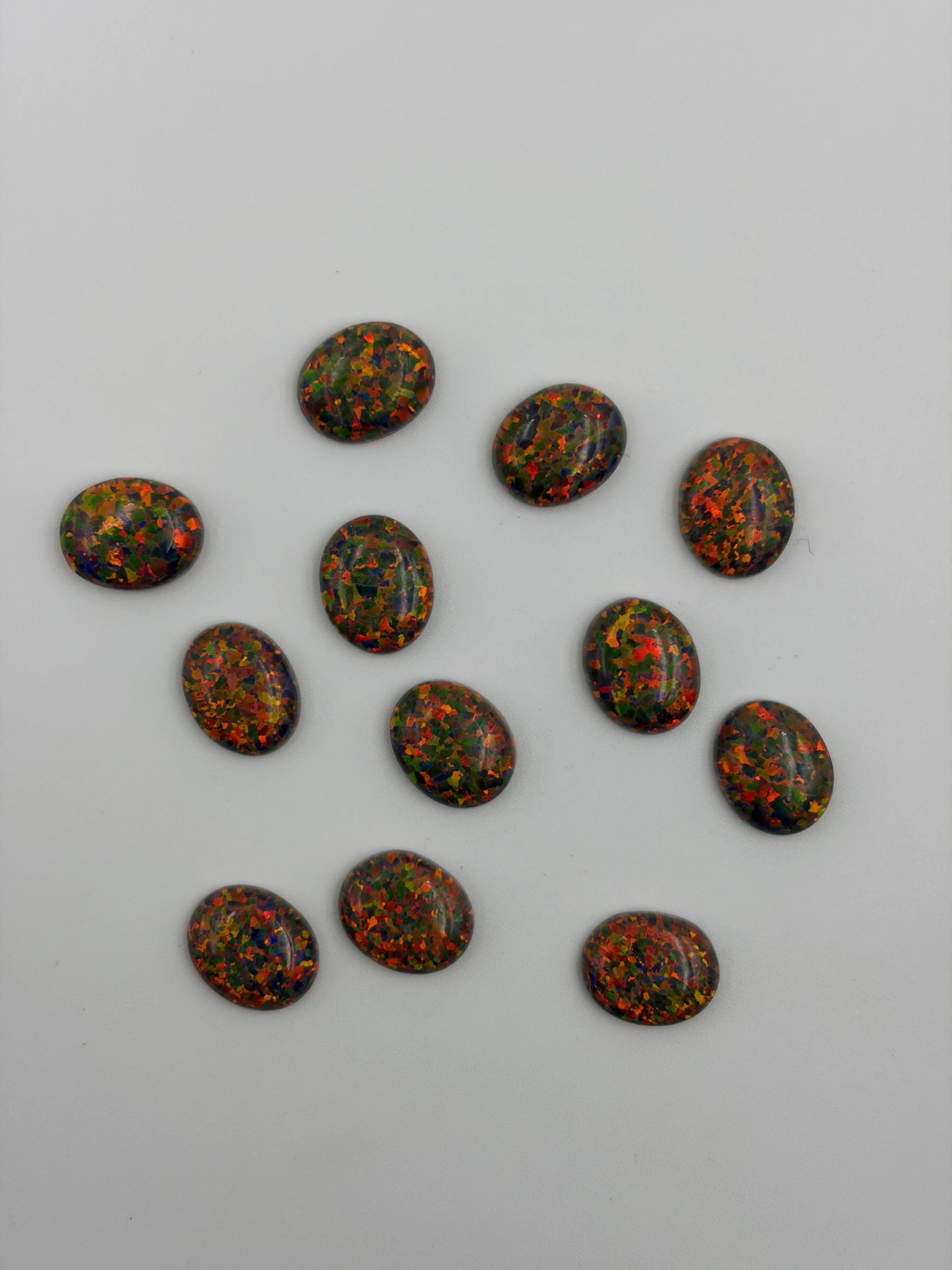 Lab Created Synthetic Sparkling Opal Oval Shaped Cabochon Various Sizes