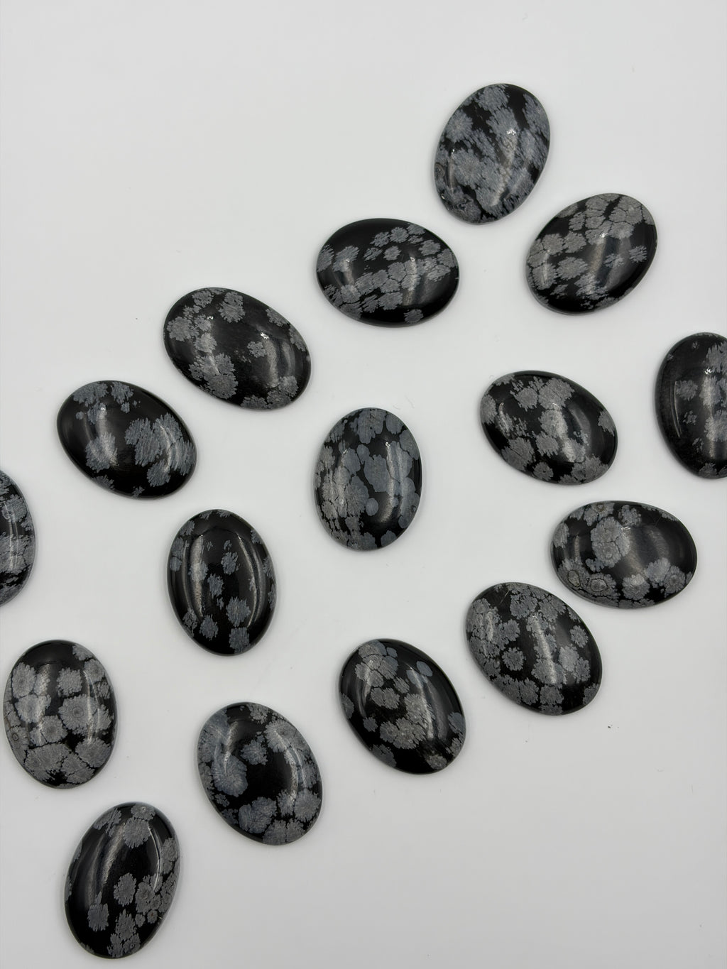 Snowflake Obsidian Gemstone, Oval , Volcanic region Stone