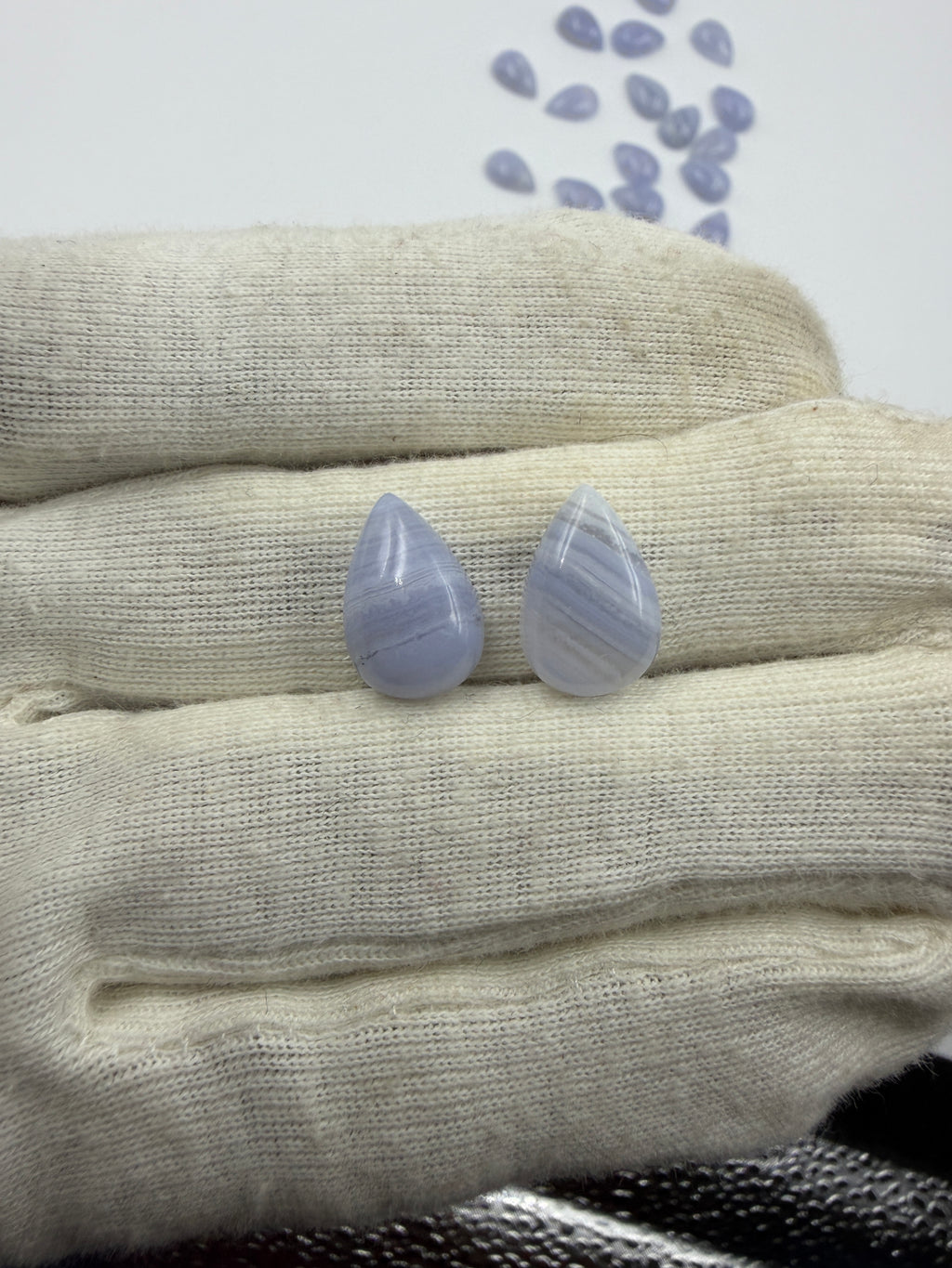 Blue Lace Agate Gemstone, Pear, South African Stone, 15x10mm
