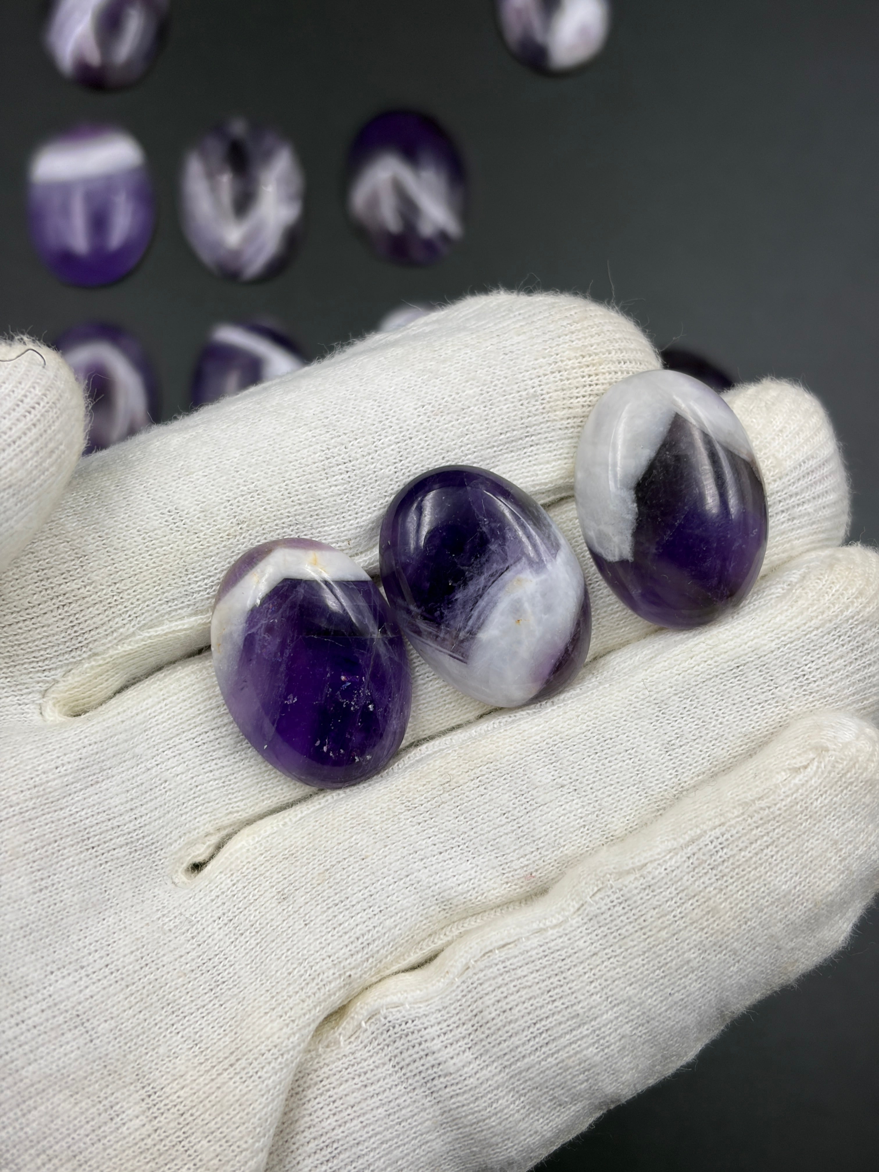 Chevron Amethyst Pear/Pan Cabochon Gemstone for Jewelry Making