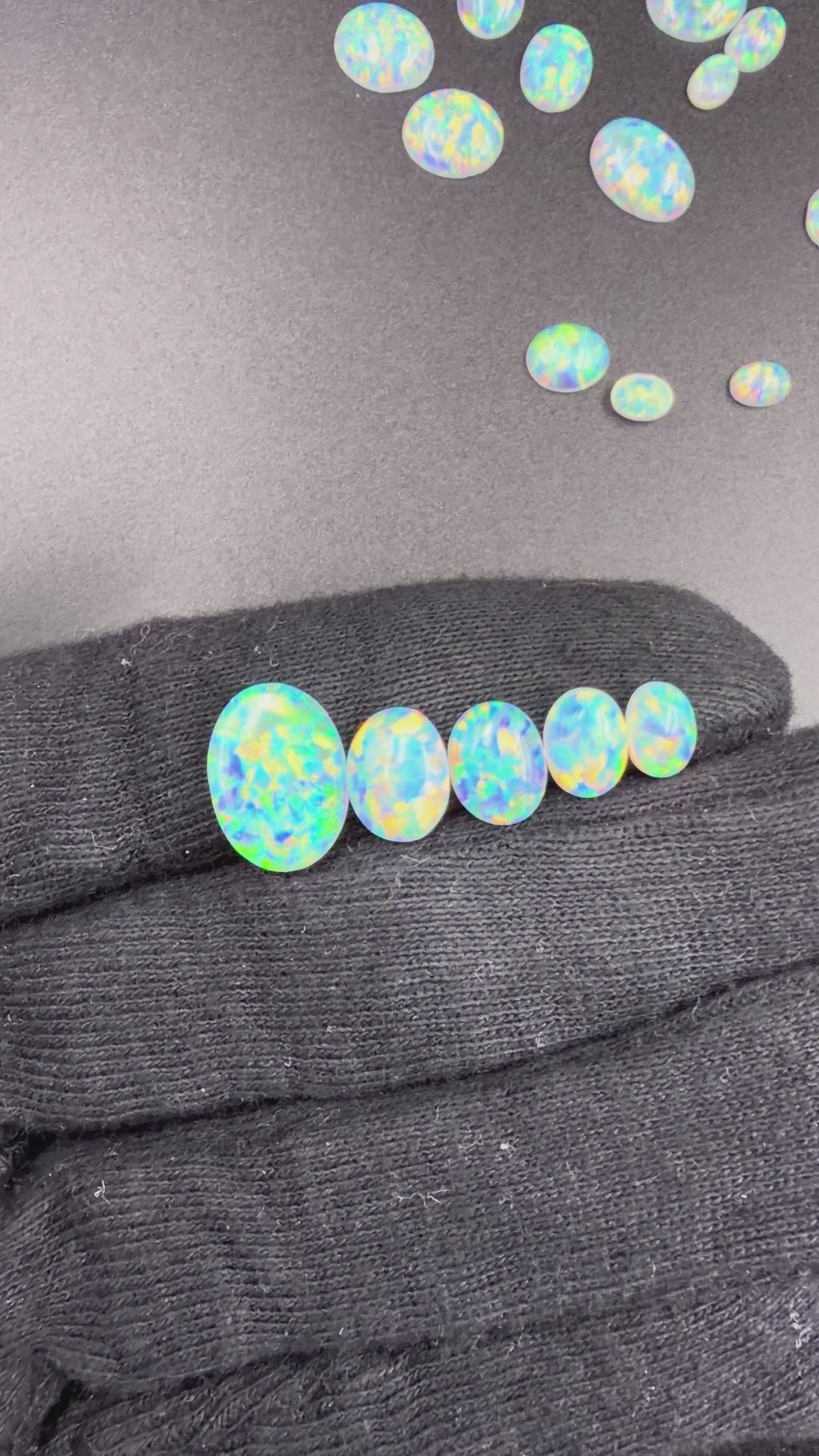 White Lab Created Synthetic Sparkling Opal Oval Shaped Cabochon Various Sizes