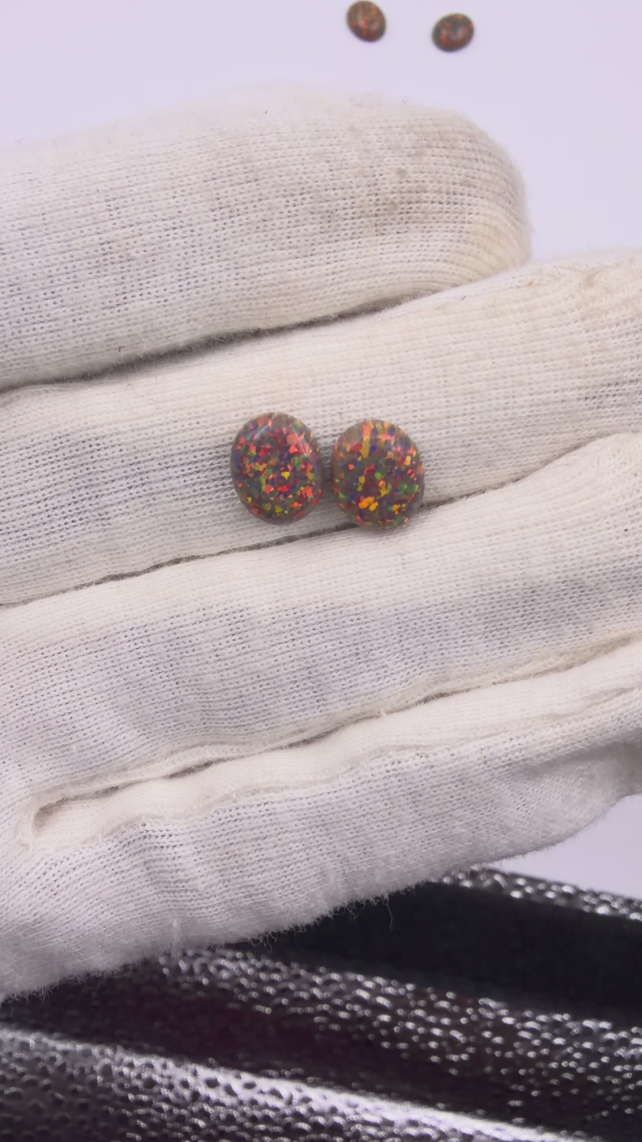 Lab Created Synthetic Sparkling Opal Oval Shaped Cabochon Various Sizes