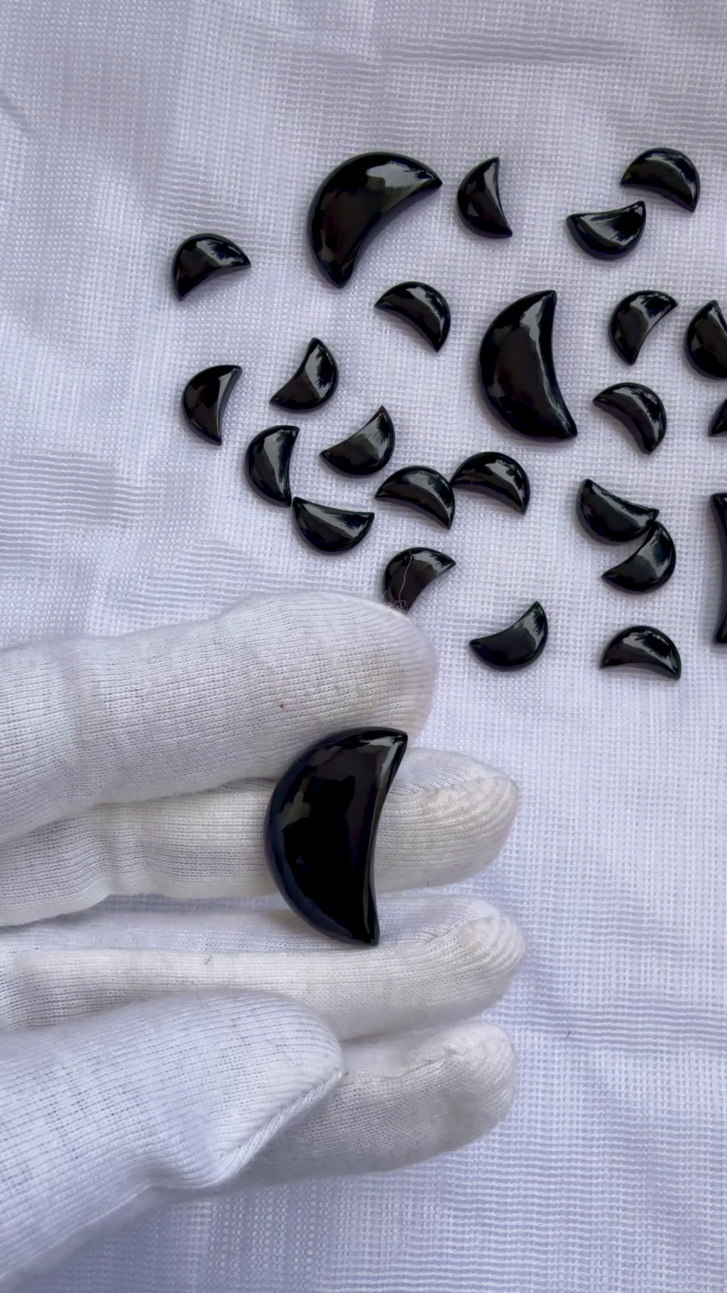 Black Onyx Gemstone AAA+ Quality Handmade Moon Shape For Jewelry Making