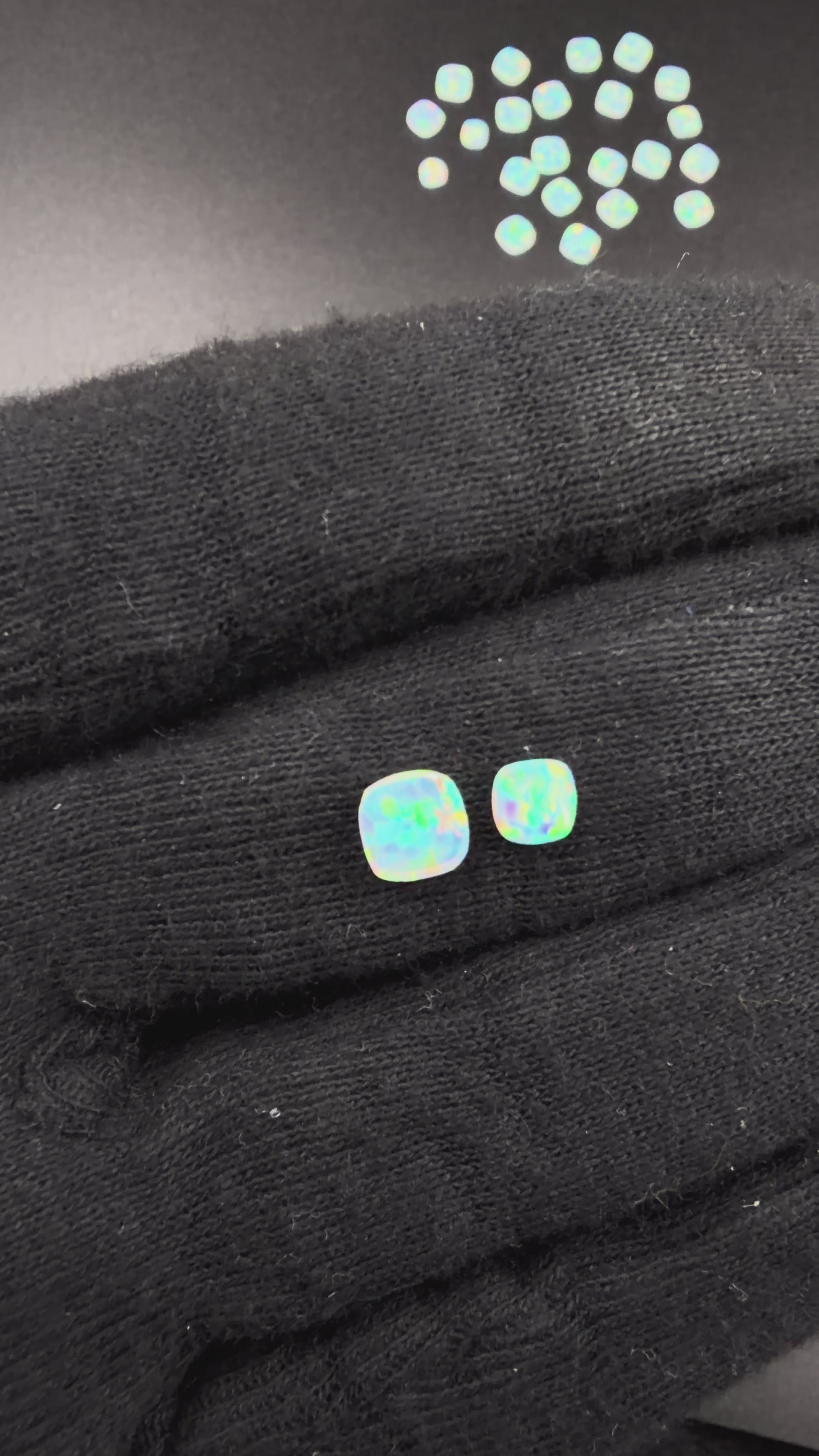 White Lab Created Synthetic Sparkling Opal Cushion Shaped Cabochon Various Sizes