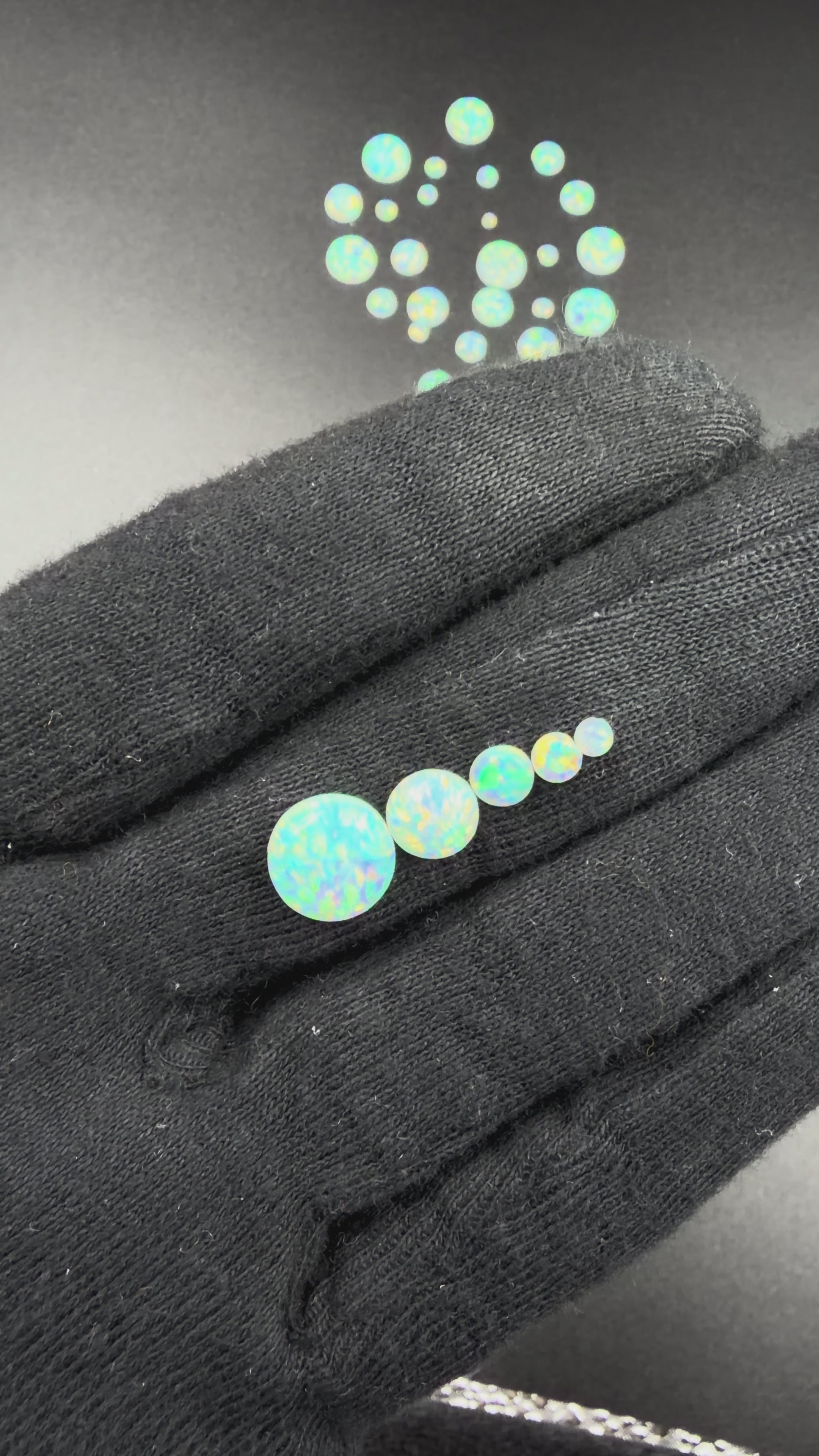 White Lab Created Synthetic Sparkling Opal Round Shaped Cabochon Various Sizes