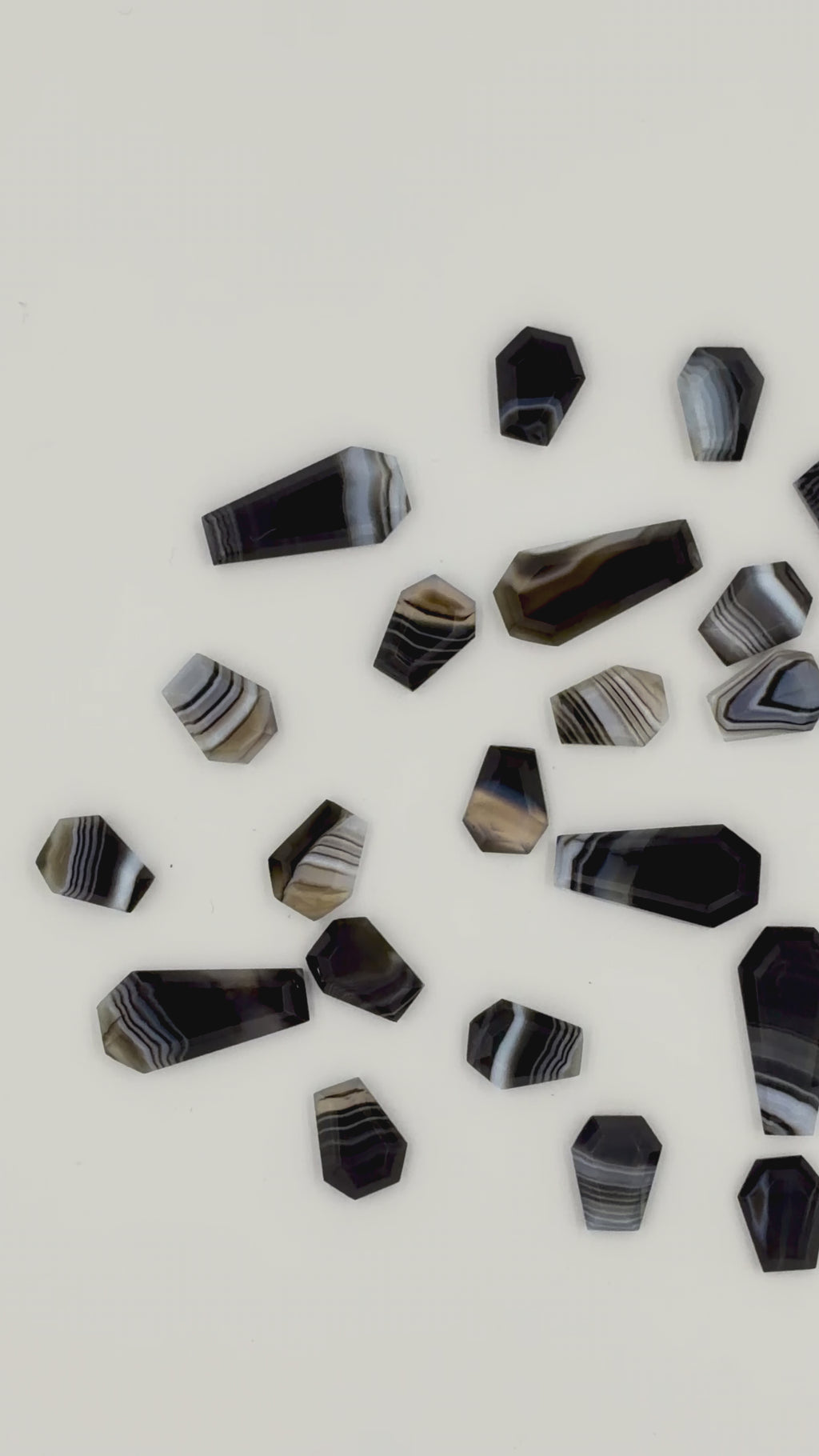 Black Banded Agate Gemstone AAA+ Quality Handmade Coffin Shape For Jewelry Making