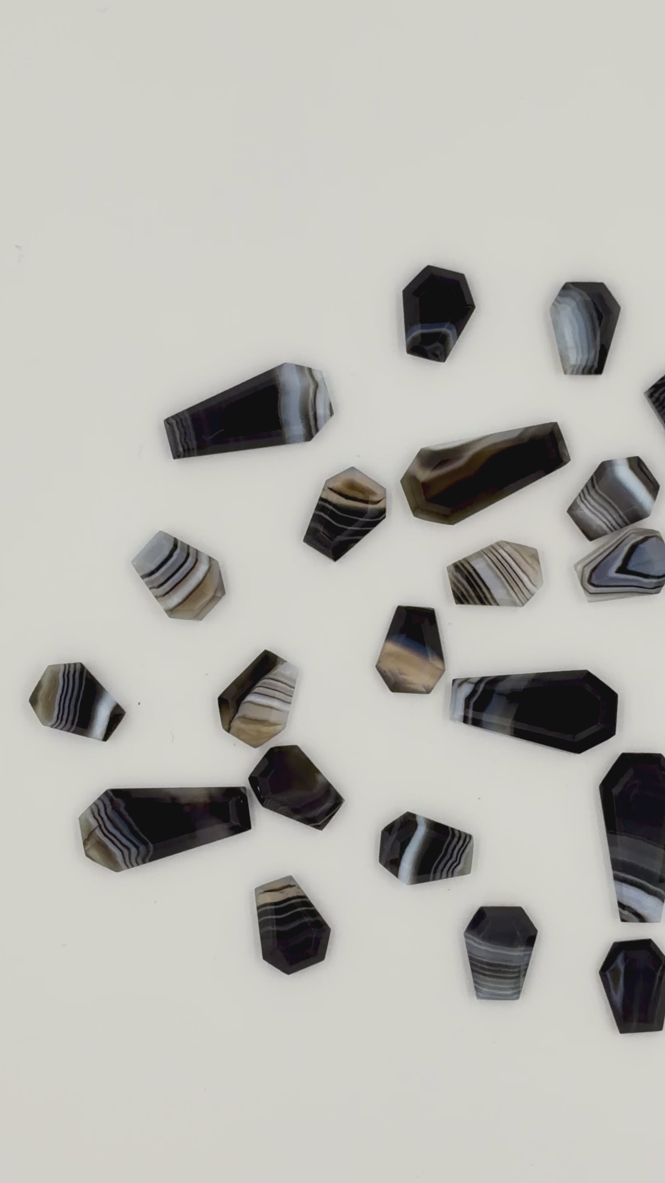 Black Banded Agate Gemstone AAA+ Quality Handmade Coffin Shape For Jewelry Making