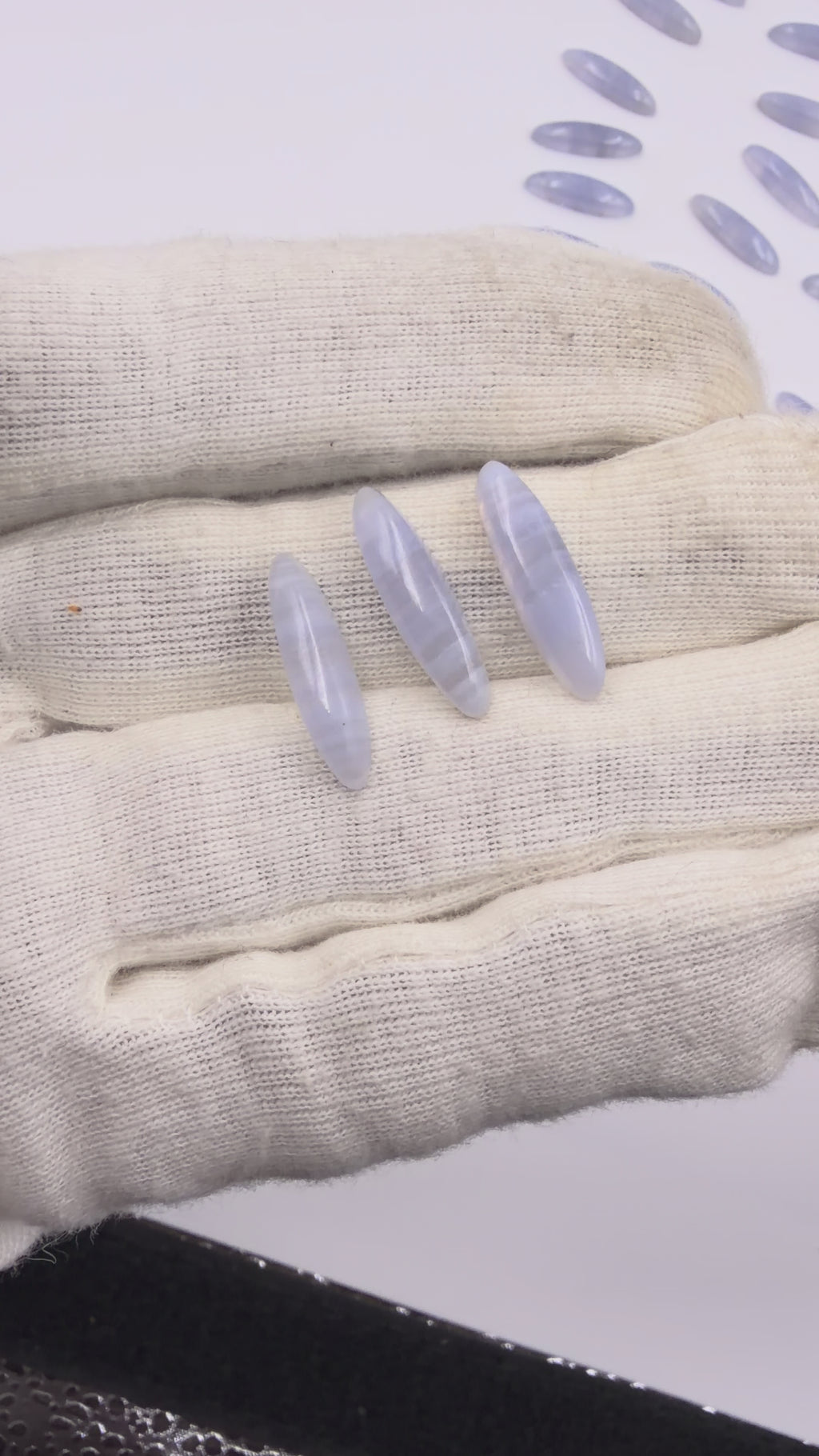 Blue Lace Agate Gemstone, Long Oval, South African Stone, 20x5mm