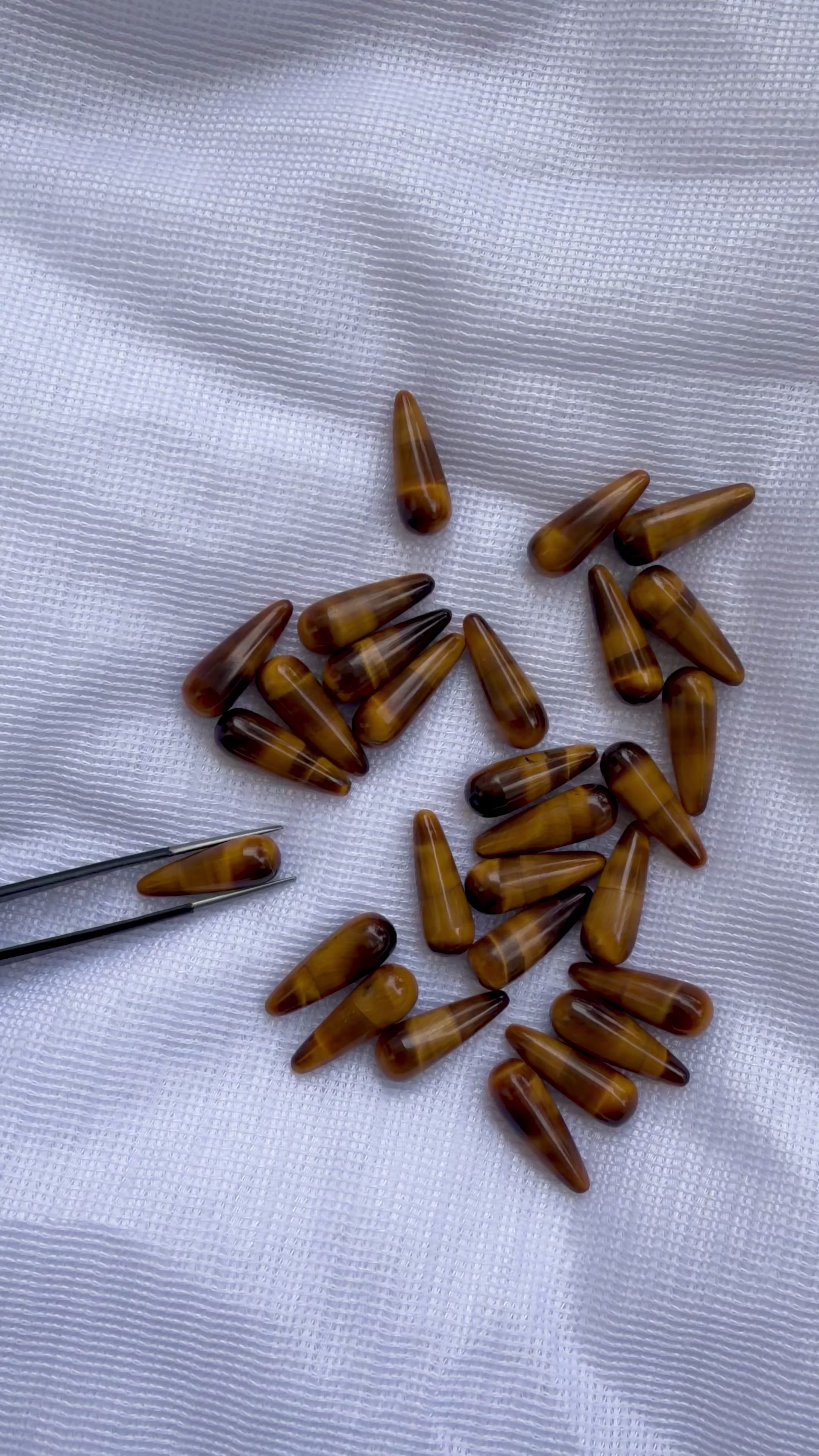 Yellow Tiger Eye drops Natural Gemstone
