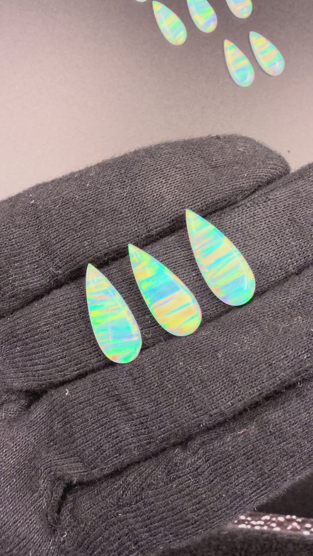White Lab Created Synthetic Sparkling Opal Pear Shaped Cabochon Various Sizes