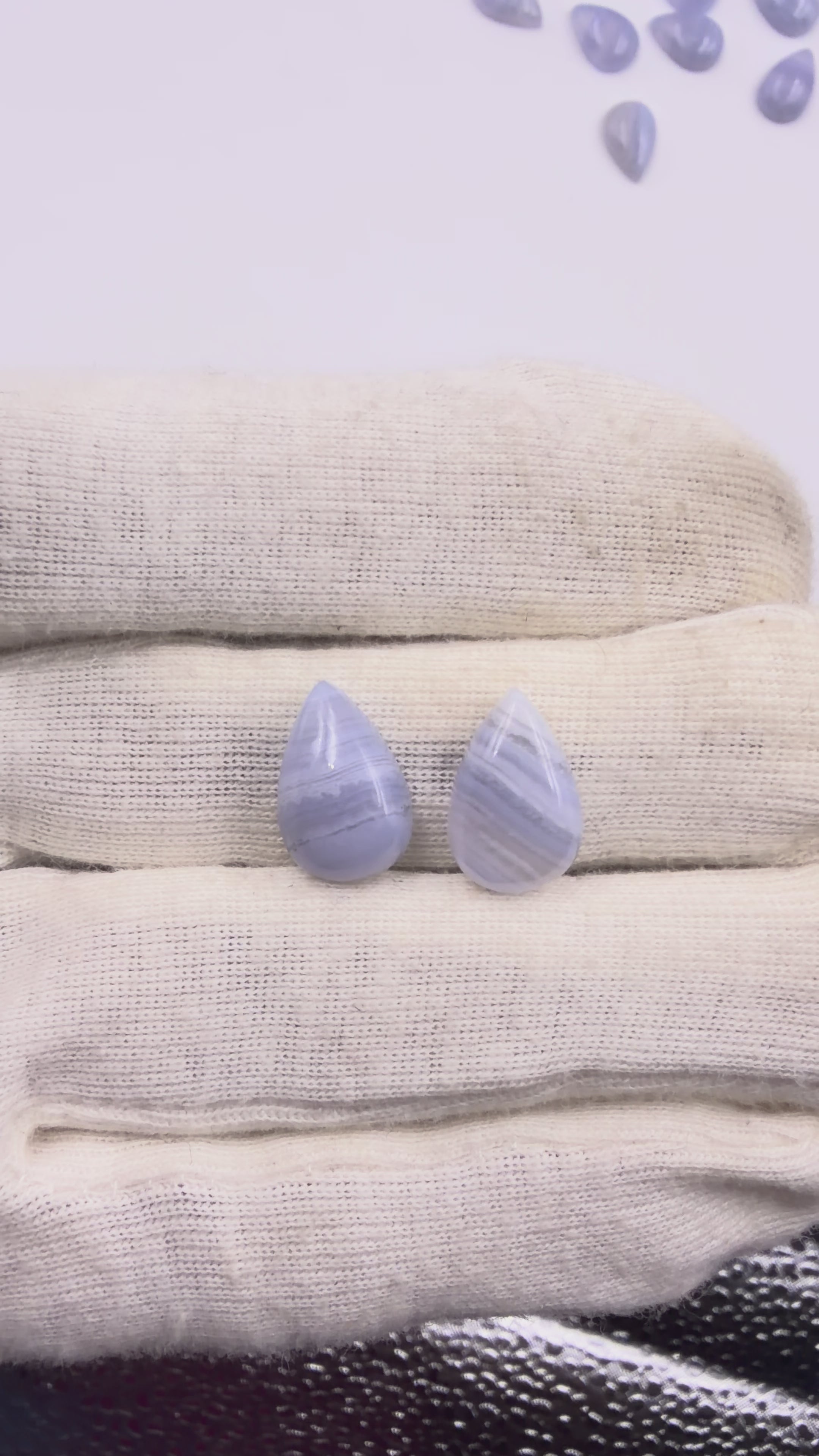 Blue Lace Agate Gemstone, Pear, South African Stone, 15x10mm