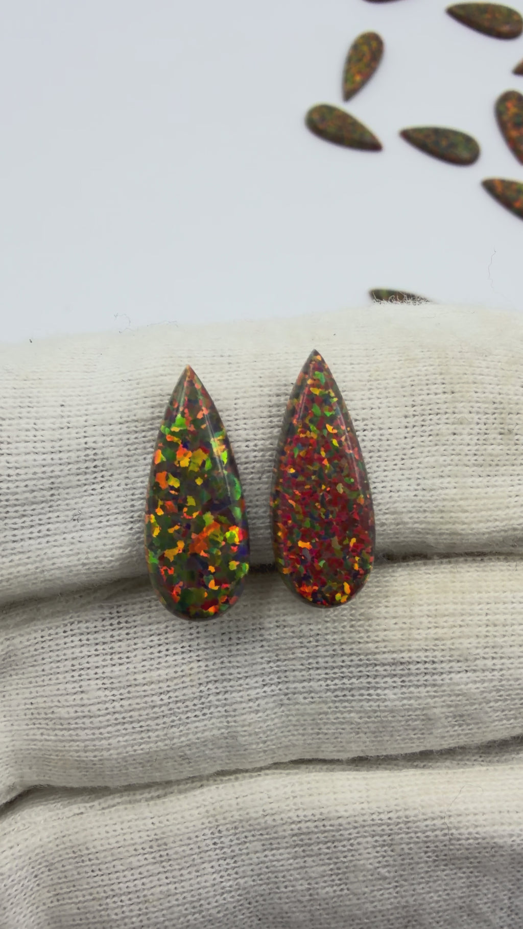 Lab Created Synthetic Sparkling Opal Pear Shaped Cabochon Various Sizes